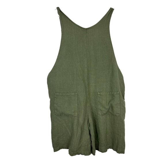Vintage Timbuktu Station Women's Olive Green 100% Linen Overalls Size 3 - Picture 11 of 11